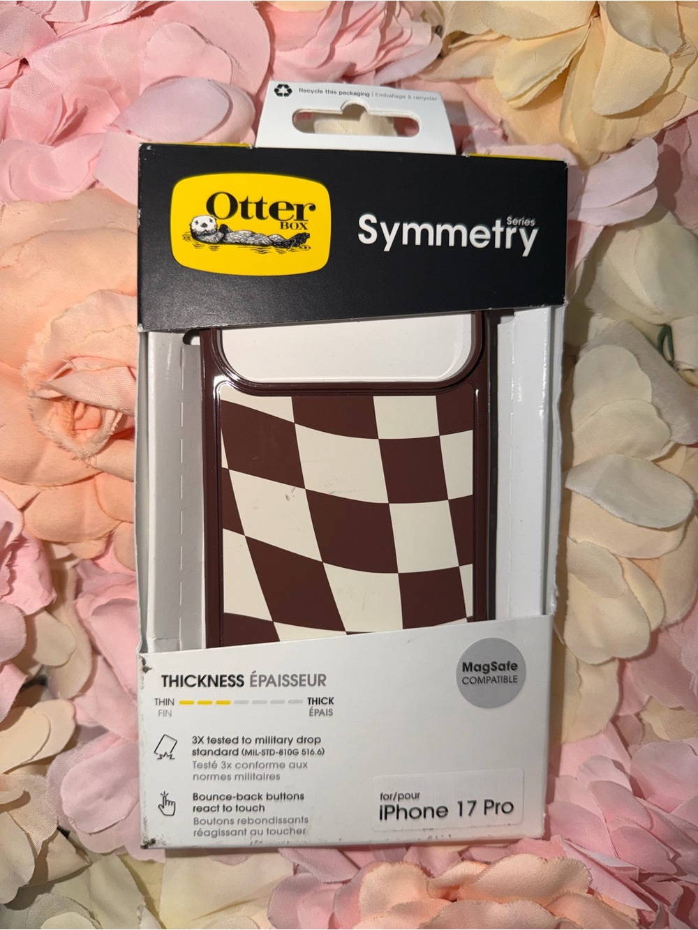 OtterBox Symmetry Series Case for iPhone 17 Pro - Brown & Cream Checker